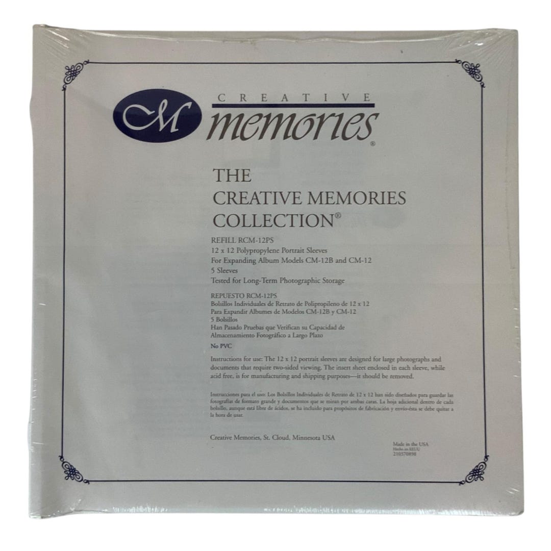 Creative Memories 12x12 Portrait Sleeves for CM-12B and CM-12