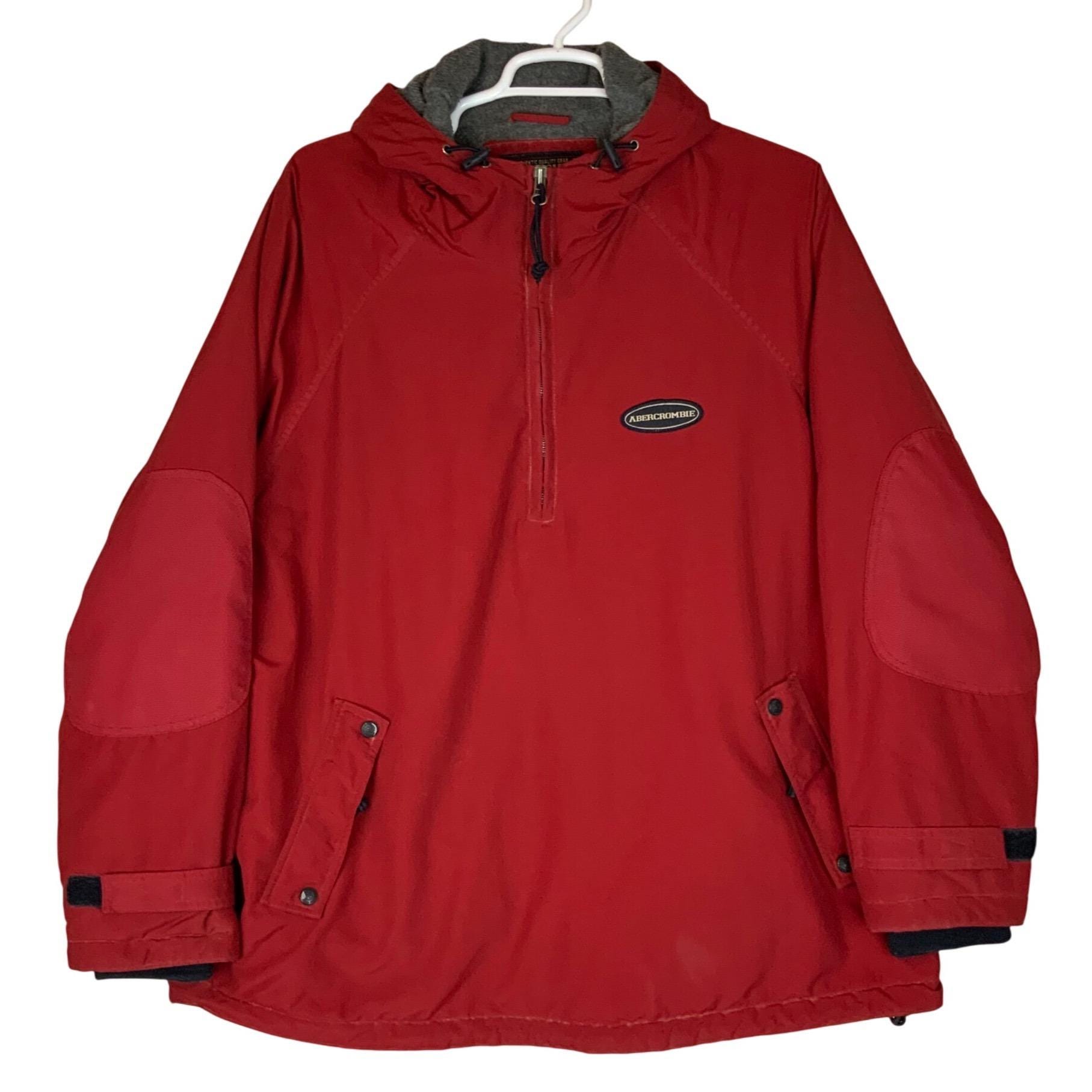 Abercrombie & Fitch Mens Red 1/4 Zip Jacket XL Performance Gear