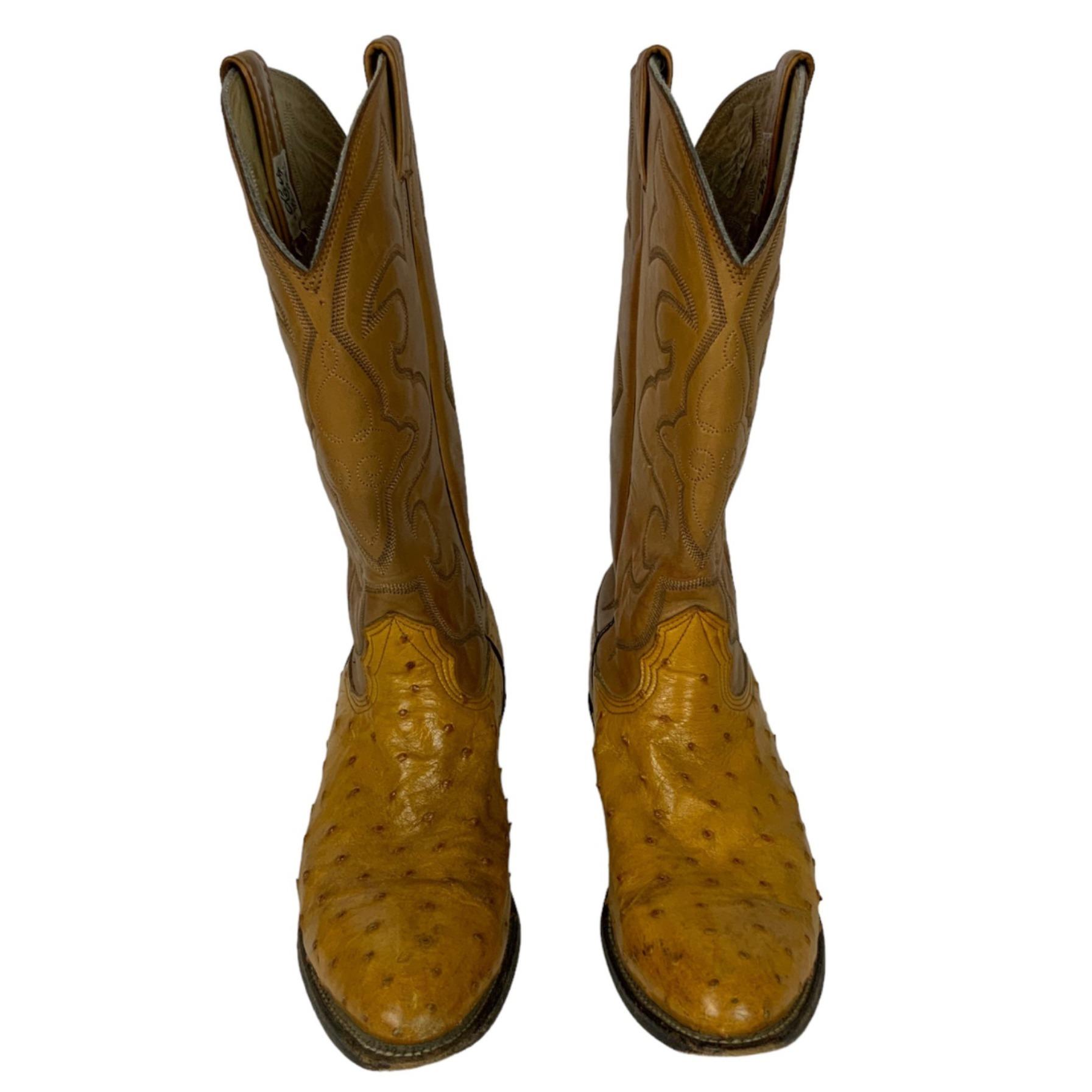 Vintage Larry Mahan Nocona Full Quill Ostrich Cowboy Boots  display picture 2
