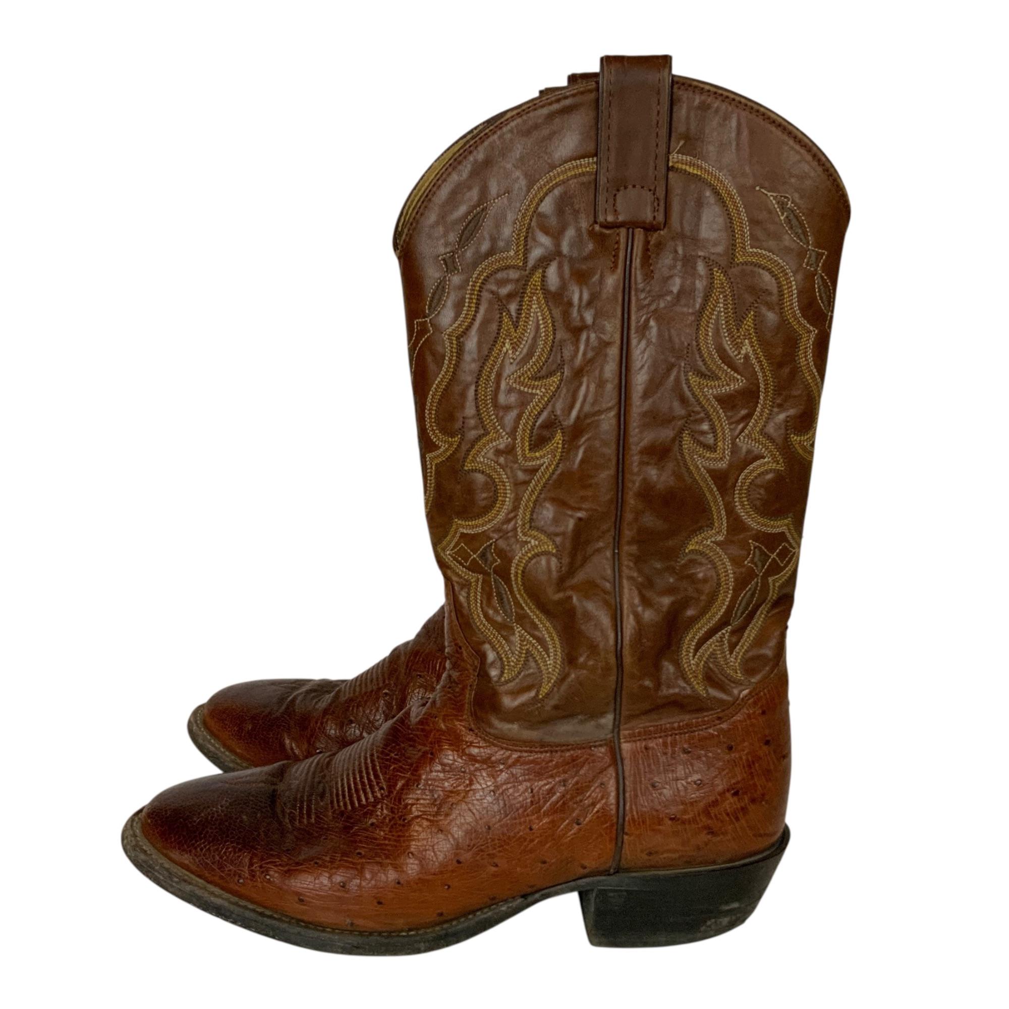 Tony Lama Yellow Shaft Brown Ostrich Western Boots Tony Lama Men main image 2