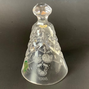 Vintage Waterford Crystal 12 Days of Christmas Bell 3 French Hens 1986 with Box