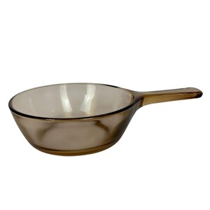Vintage Corning Vision .5 Liter Amber Glass Saucepan With Handle Made in USA