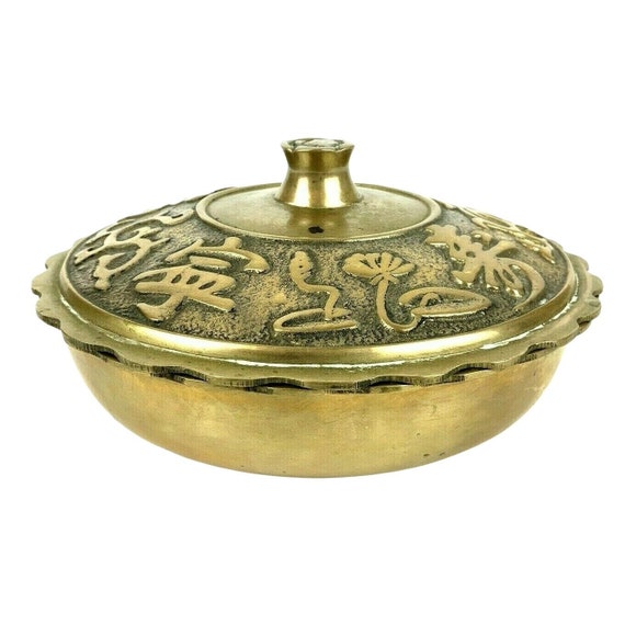 Solid Brass Lidded Bowl Dish Candy Nuts Trinkets Republic of Etsy