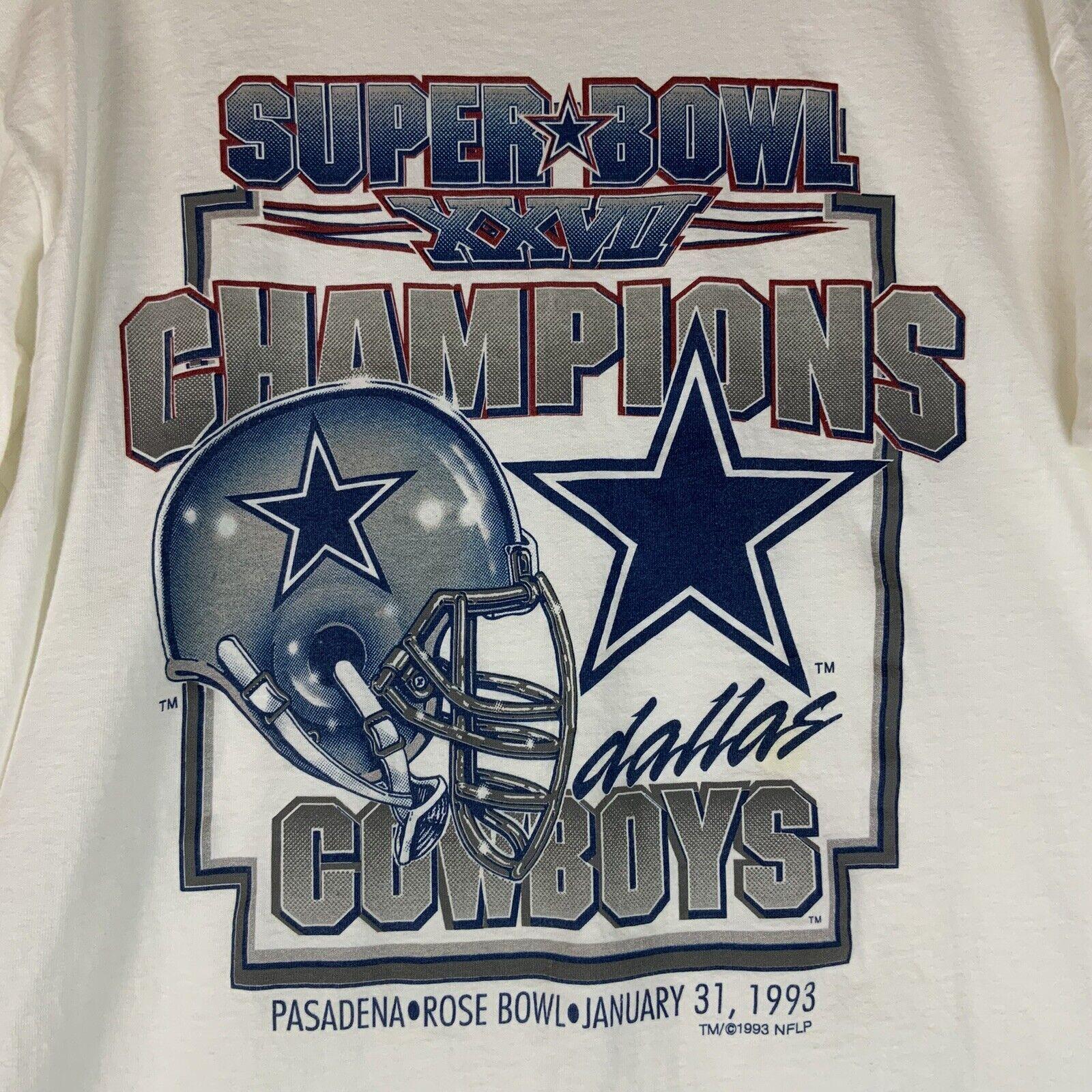 Dallas Cowboys Super Bowl XXVII Champions 1993 White T-shirt XL