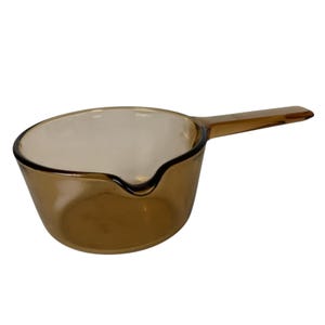 Vintage Corning Vision Amber Glass Saucepan 1L Heat-Resistant Made in USA