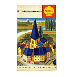 Shell Oil Company Ile de France 1965-66 Cartoguide Karte im französischen Reise-Tourismus