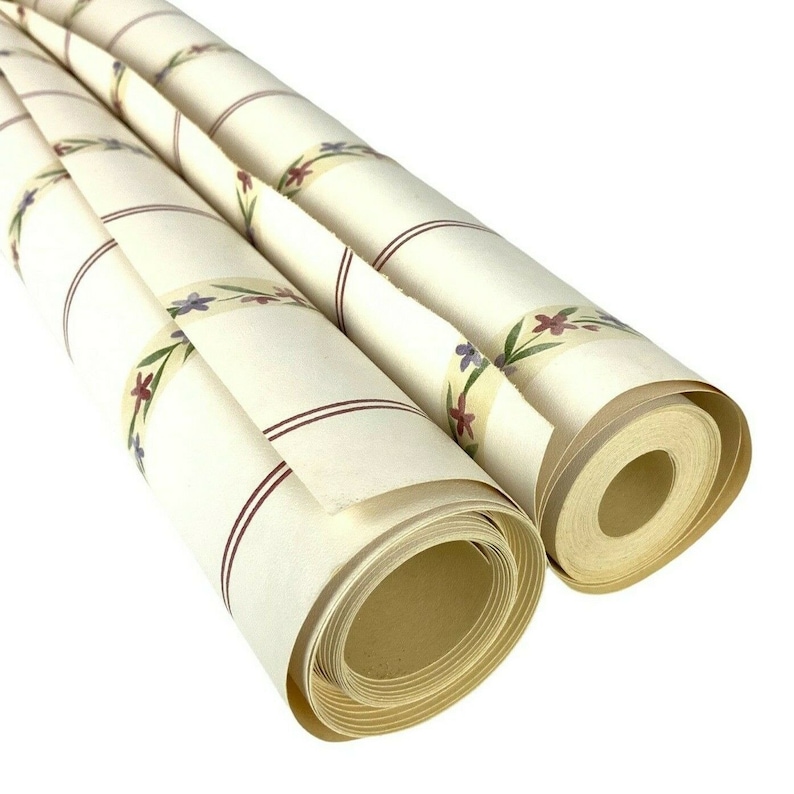 Village Wallpaper Remnant Roll 20 Inches Wide Pink Floral Etsy