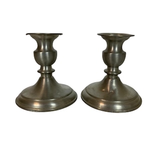 Juego de 2 candelabros de peltre auténtico de Leonard, vintage, fabricados en Bolivia