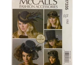 McCalls M7335 Sewing Pattern Womens Vintage Hats Steampunk Victorian One Size 2016