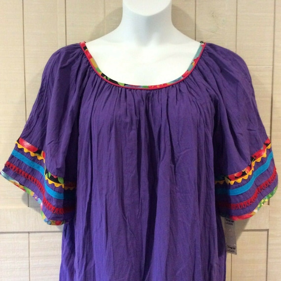 Vanity Fair Patio House Dress XL Purple Peasant Ga