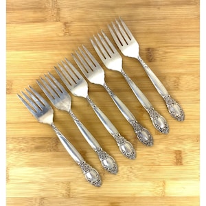 Oneida Community Ballad Country Lane 6 Salad Forks Silverplate Flatware Vintage