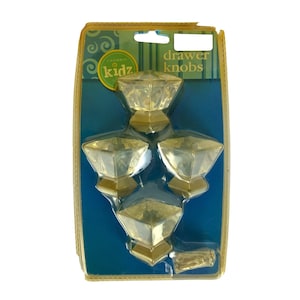 Cambria Kids Princess Cabinet Drawer Knobs 4 Faceted Clear Acrylic Bling Glam