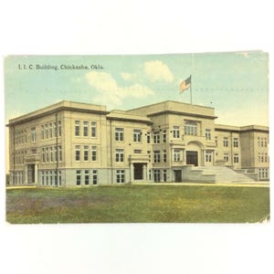 Jahrgang 1912 Postkarte I.I.C. Gebäude Chickasha Oklahoma typisierte Nachricht gestempelt