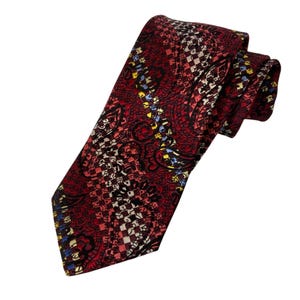 Robert Graham Cravate Homme En Soie Rouge Paisley & Motifs Géométriques Diagonaux Fabriqués Aux Etats-Unis