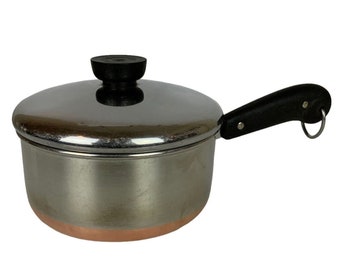 Revere Ware 1.5qt Copper Clad Stainless Steel Saucepan Lid Riverside CA Pre 1968