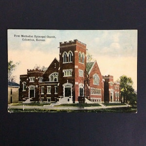 Vintage 1910er Jahre Postkarte Erste Methode der Episkopalkirche Columbus KS