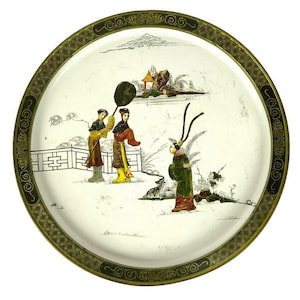 Tang Dynasty Love Story Metal Tray Chinese Theme Sunshine Biscuits Round 13.5 inch