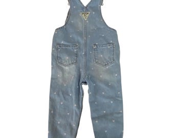 Oshkosh Bgosh Baby Girl Denim Heart Print Overalls 18M Light Wash