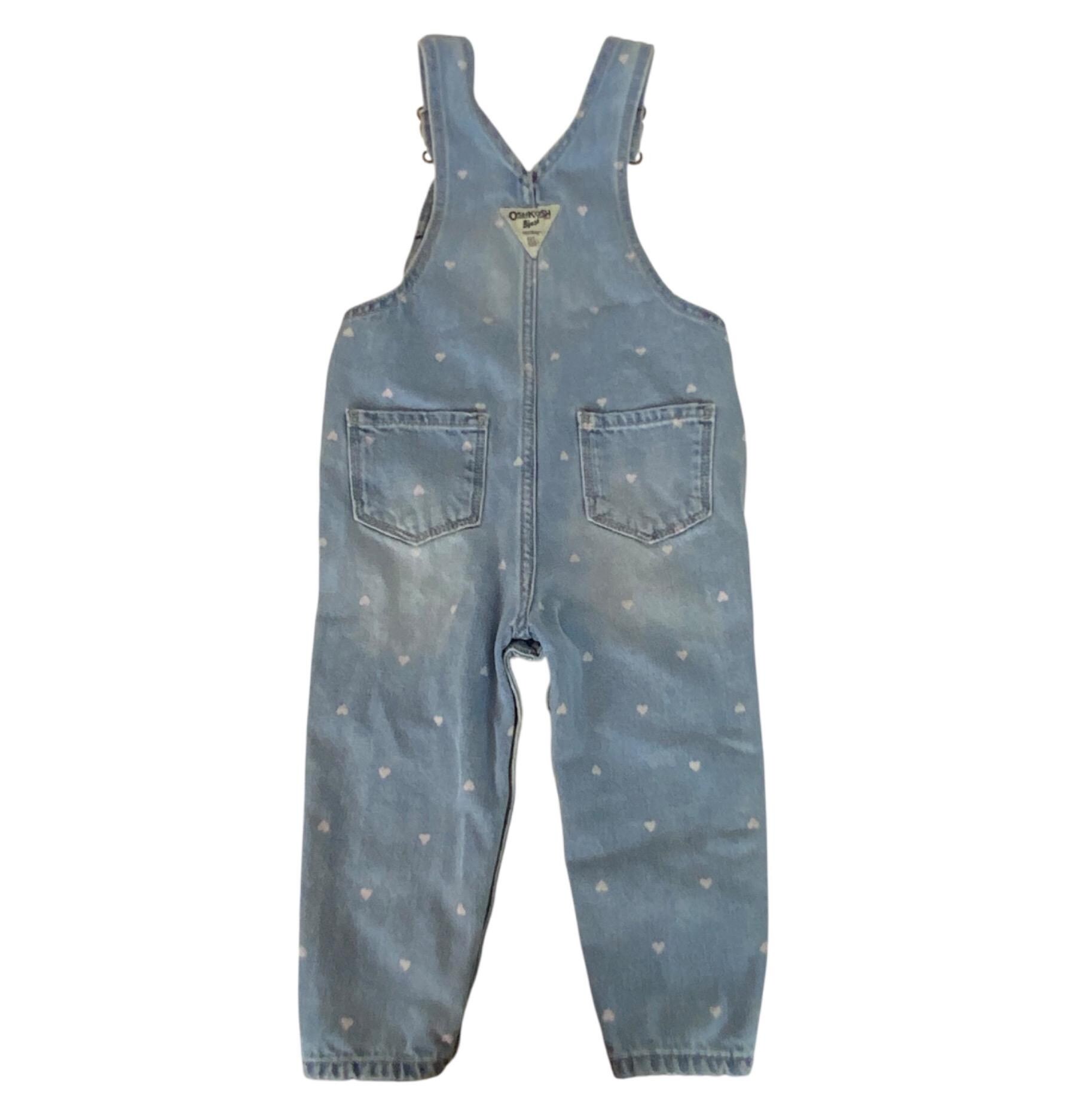 Oshkosh Bgosh Baby Girl Denim Heart Print Overalls 18M Light Wash