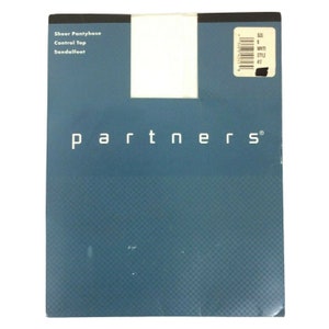 Partners Mervyns Pantyhose Size B Medium White Control Top Sandalfoot Nylon Vtg 90s