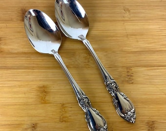 Oneida Community Stainless Louisiana 2 Oval Soup Spoons Replacement Flatware 1970s