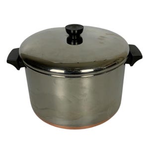 Revere Ware 8 Qt Copper Clad Stainless Steel Stock Pot With Lid Vintage 1984 USA