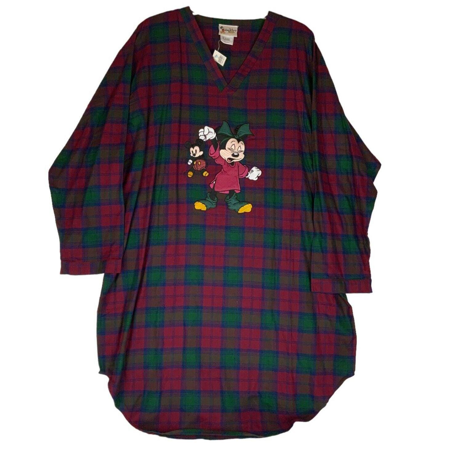 Walt Disney World Sleep Shirt Nightgown Sleepy Minnie Plaid One