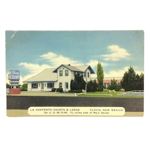 Cartão postal de linho vintage La Contenta Courts & Lodge Clovis NM não postado década de 1930