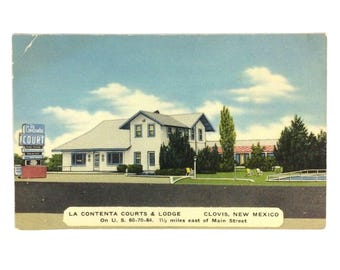 Vintage Linen Postcard La Contenta Courts & Lodge Clovis NM Unposted 1930s