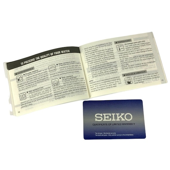 SEIKO Original Watch Instructions Booklet With Warranty Card - Etsy  Australia