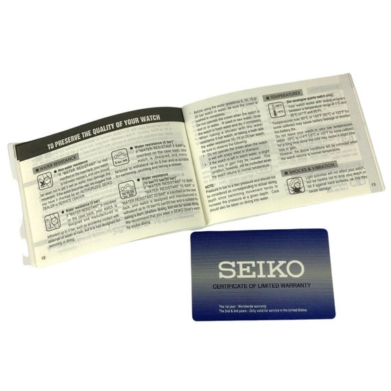 SEIKO Original Watch Instructions Booklet With Warranty Card - Etsy  Australia