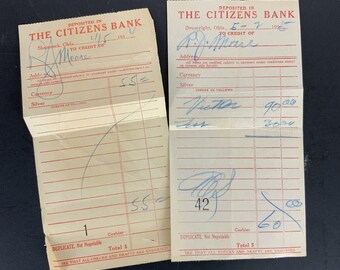 Deposit Slips 1934 1935 the Citizens Bank Shamrock Oklahoma - Etsy