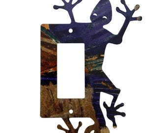 Gekko-vormige metalen lichtschakelaarafdekking Abstract ontwerp enkele schakelplaat