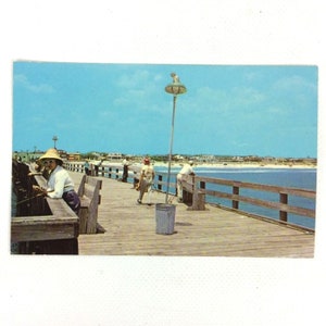 Jacksonville Florida Beach Fishing Pier Turistas Color Postcard Unposted Vtg 60s