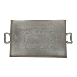 Everlast Metal Hammered Aluminum Floral Serving Tray Rectangular Design Vintage