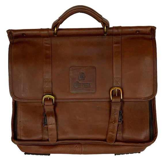 Chippewa Briefcase Attache Brown Genuine Leather Top Handle Expandable Vintage Etsy