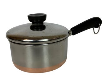 Revere Ware 1 Qt Copper Bottom Stainless Steel Saucepan Lid Clinton IL USA 1998