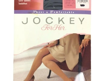 Jockey For Her Queen Size Sheer Rajstopy Midnight Navy Nylon Spandex Sandalfoot