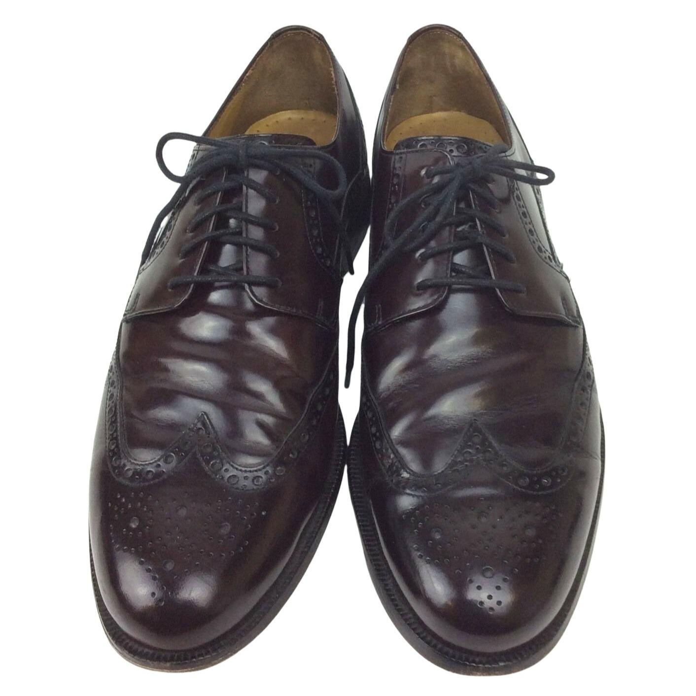 Cole Haan Mens Burgundy Leather Wingtip Oxford Shoes Size  display picture 1