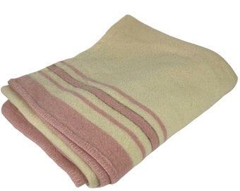 Coperta in lana Earlywarm di Witney Earlywarm Pink Cream Stripe 63x79 Made in England PATCHED