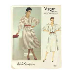 Vogue 1118 Adele Simpson damesjurk naaipatroon maat 8-10-12 ongesneden jaren 80