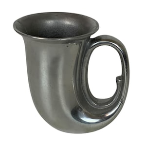 Wilton Armetale Plough Tavern Horn Shaped Mug Tankard Glossy Pewter Vintage