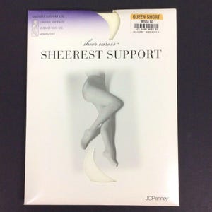 JCPenney Sheer Caress Queen Short White Control Top Pantyhose Sandalfoot