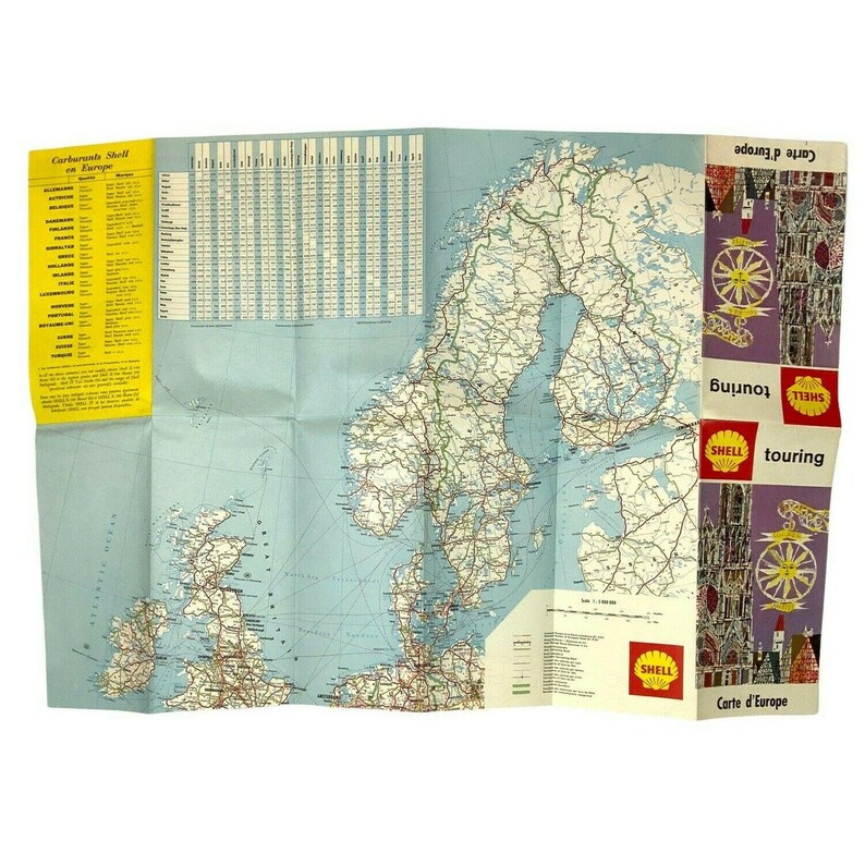 Shell Countries Map Shell Oil Company 1965-66 Carte D’europe Map English French Travel ...