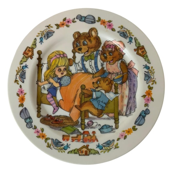 昭和レトロ デッドストックMignon ミニョン フラワープレートセット Vintage Oneida Deluxe Goldilocks & Three Bears Childrens Bowl