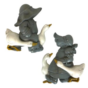 Burwood 1988 Country Boy & Girl Wall Plaques With Geese Plastic Home Décor