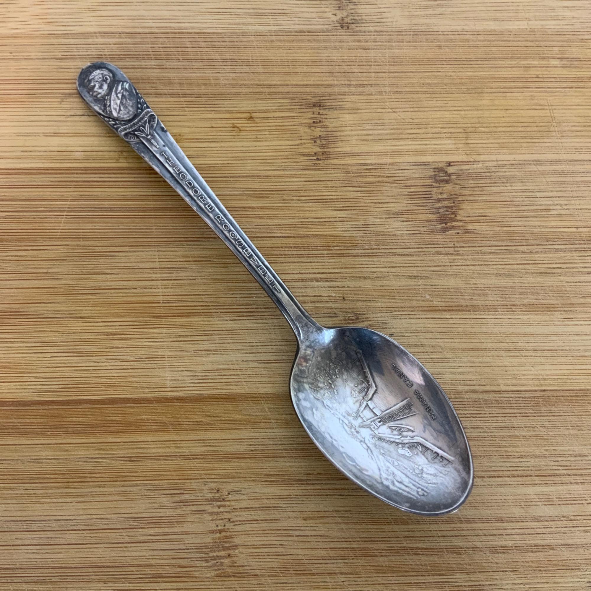 Vintage Theodore Roosevelt Commemorative Spoon Wm Rogers Mfg IS