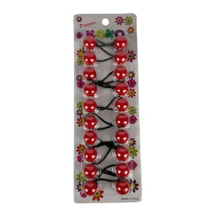 Koko Ponytail Holders Hair Ties Elastics Red Balls 10-Pack Retro Spirit Wear NEW