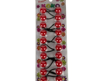 Koko Ponytail Holders Hair Ties Elastics Red Balls 10-Pack Retro Spirit Wear NEW