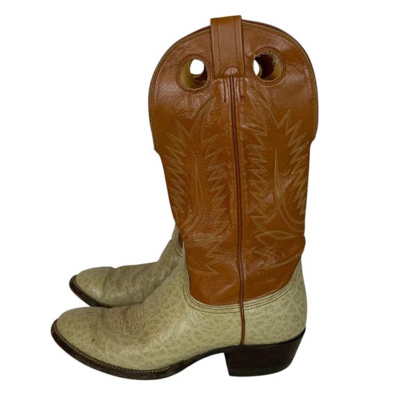 NOCONA Vintage Western Cowboy Boots Light Tan Brown Size 10 D Nocona Tan Steerside Leather Style 181 Vintage Western Roper  main image 2